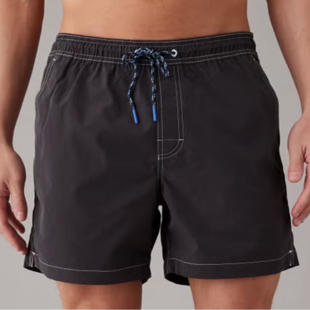 American Eagle Outfitters Black Swim Trunks Quick-Dry Drawstring